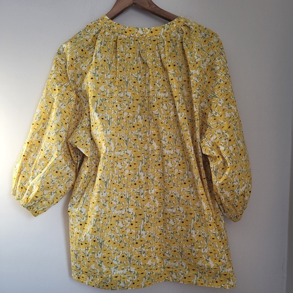 Hyacinth House Tuckernuck Yellow Poppies Cotton Blouse - Size Large - Picture 4 of 6